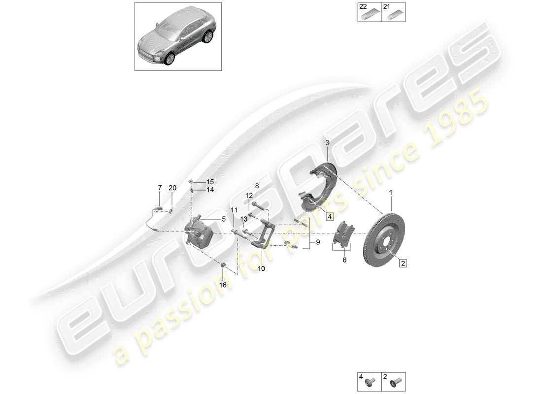 porsche 2019 (macan) disc brakes part diagram