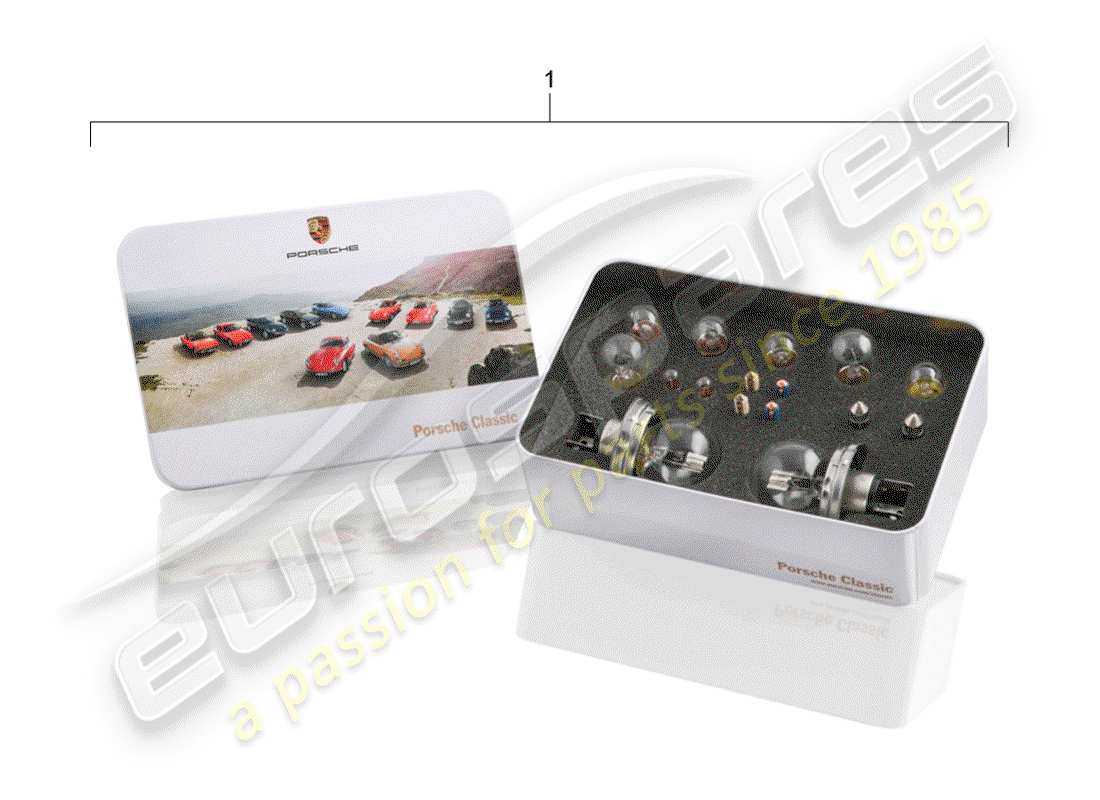 porsche 2013 (accessories) box with bulbs - porsche classic - with: - bulb - and - fuse part diagram