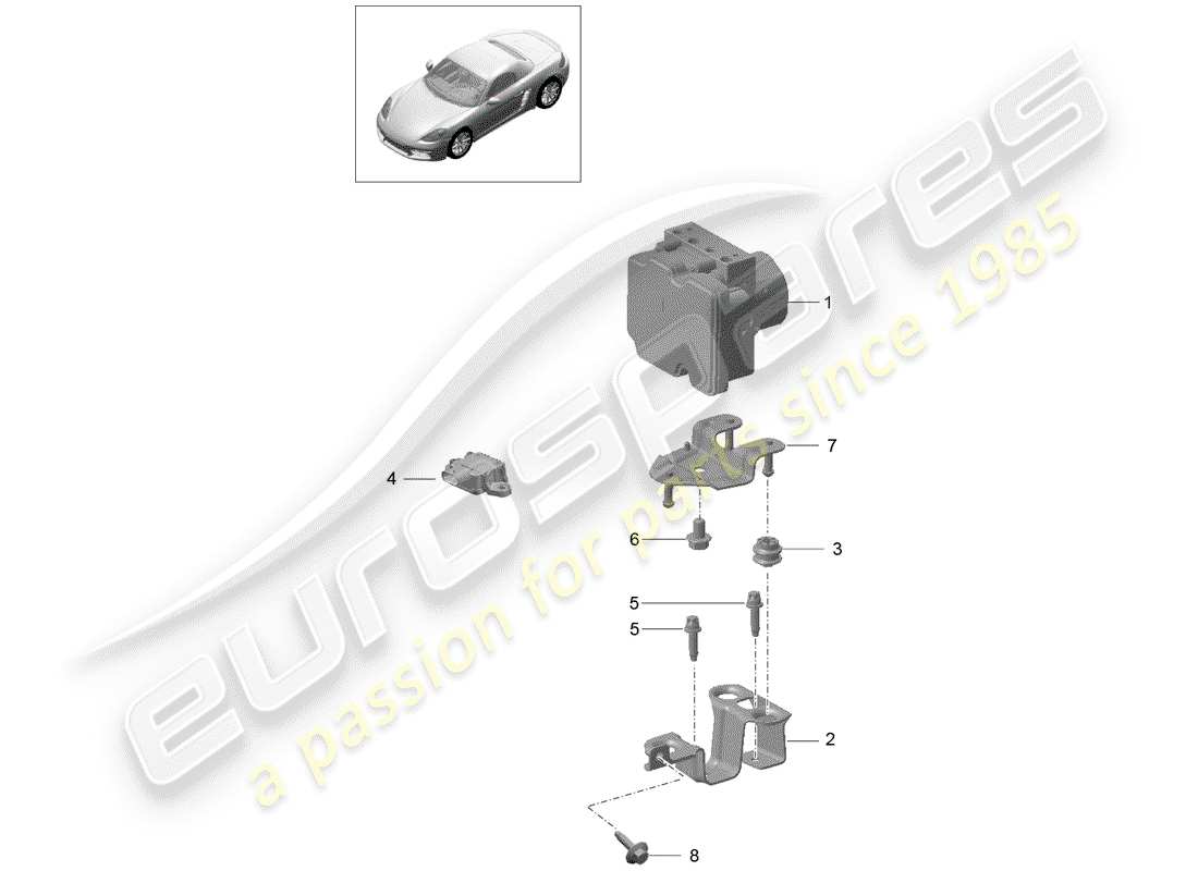 porsche 2018 (718 boxster) hydraulic unit part diagram