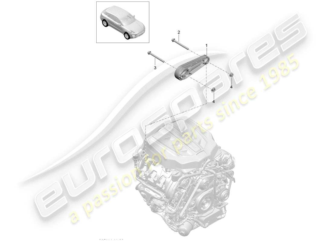 porsche 2015 (macan) engine lifting tackle parts diagram