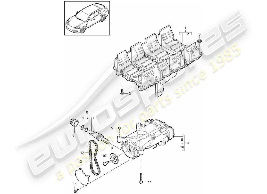 porsche 2010 (panamera 970) oil baffle plate part diagram