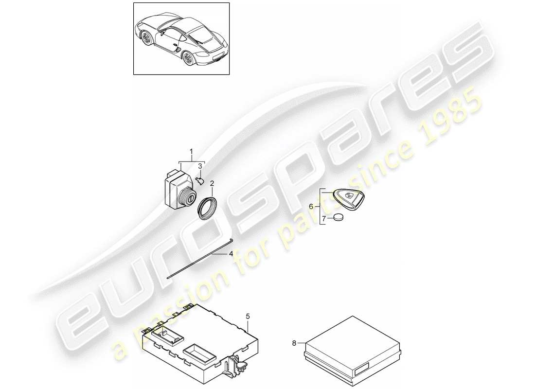 porsche 2012 (987 cayman) control units part diagram