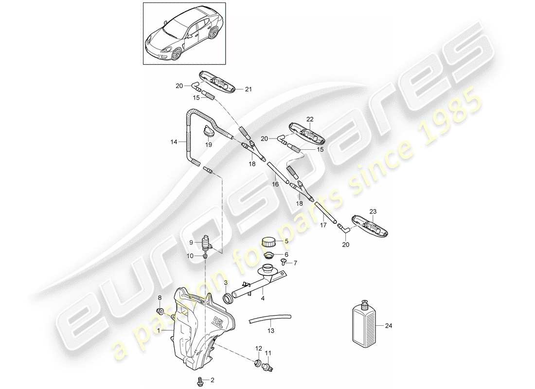 porsche 2015 (panamera 970) windshield washer unit part diagram