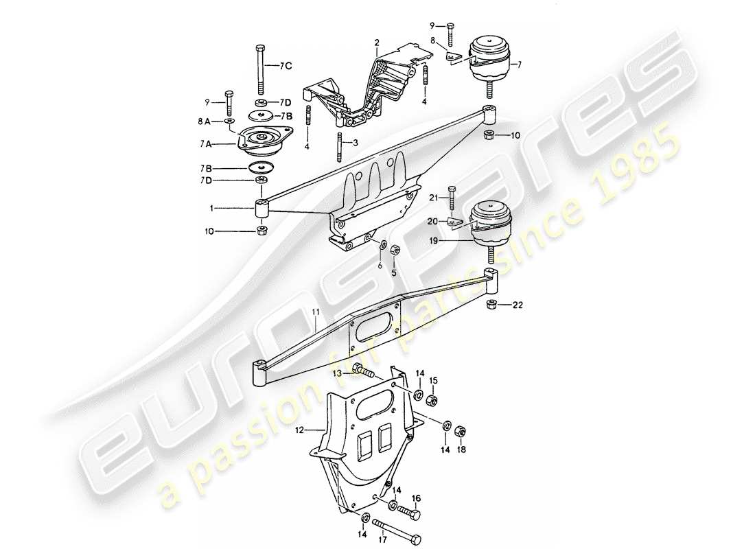 porsche 964 (1993) engine suspension part diagram