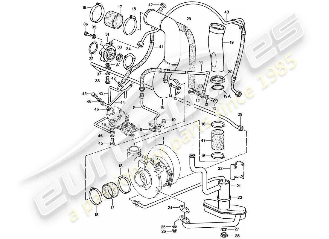 porsche 1987 (911) turbocharging part diagram