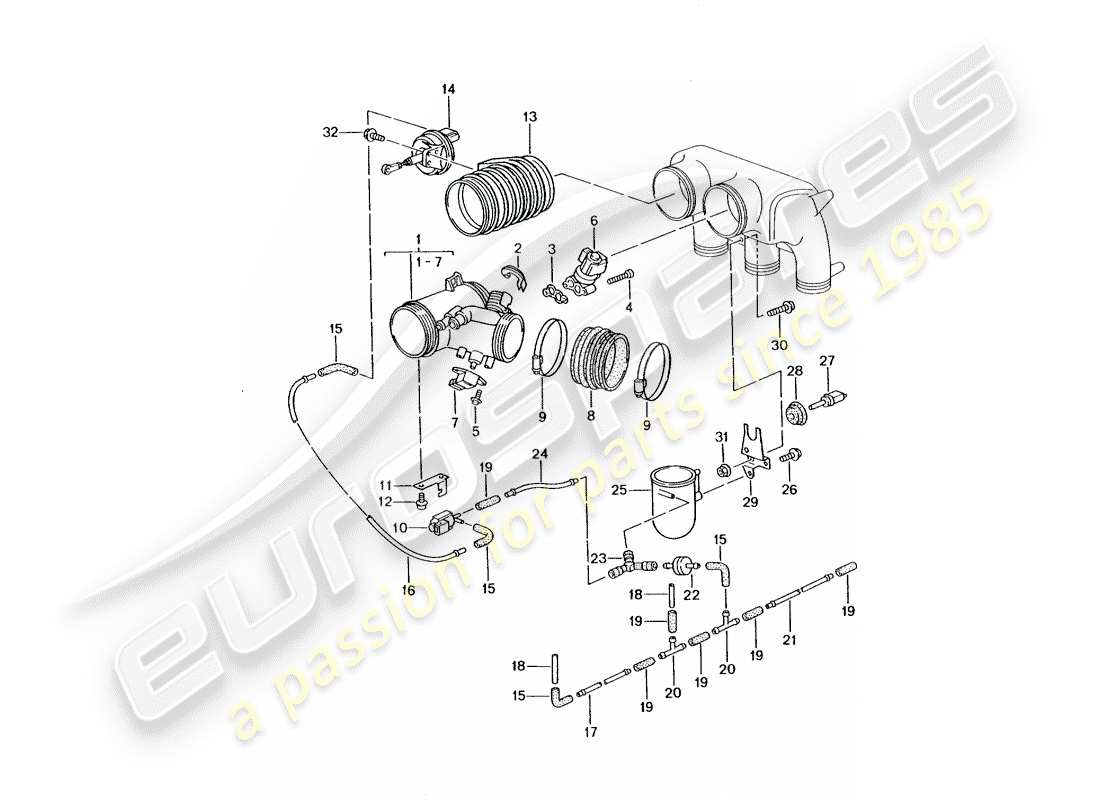 porsche 2005 (996 gt3) throttle body part diagram