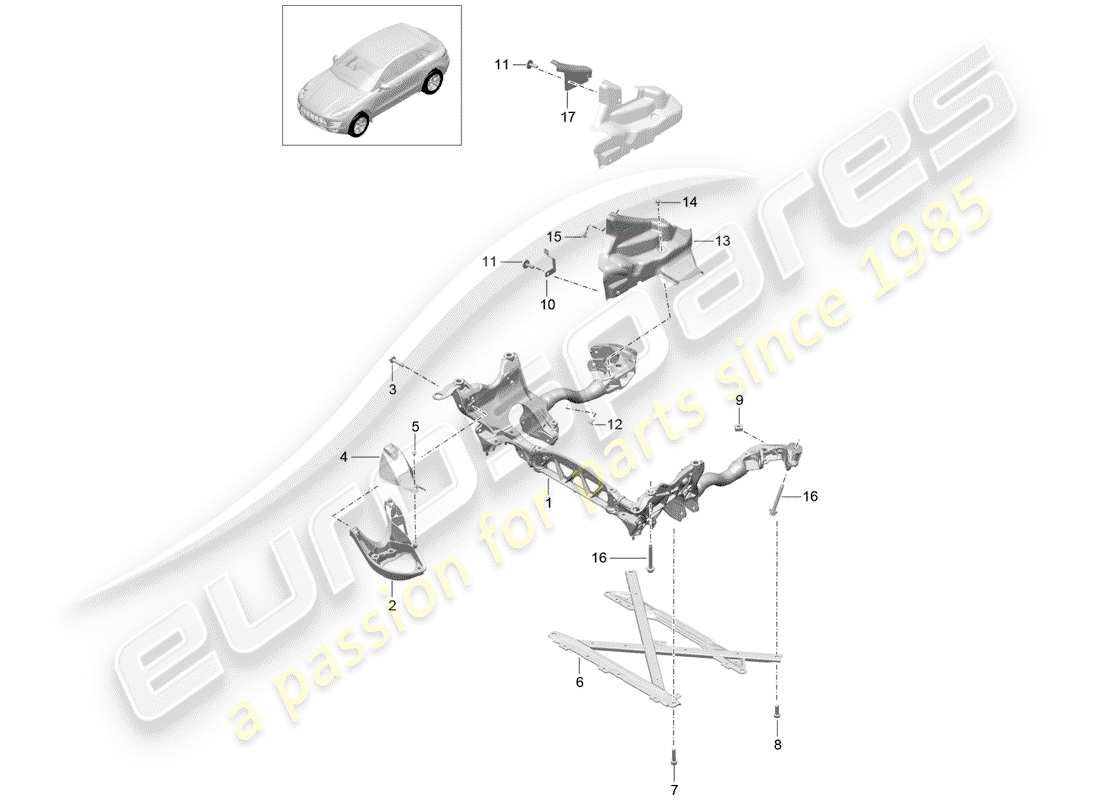 porsche 2016 (macan) sub frame part diagram