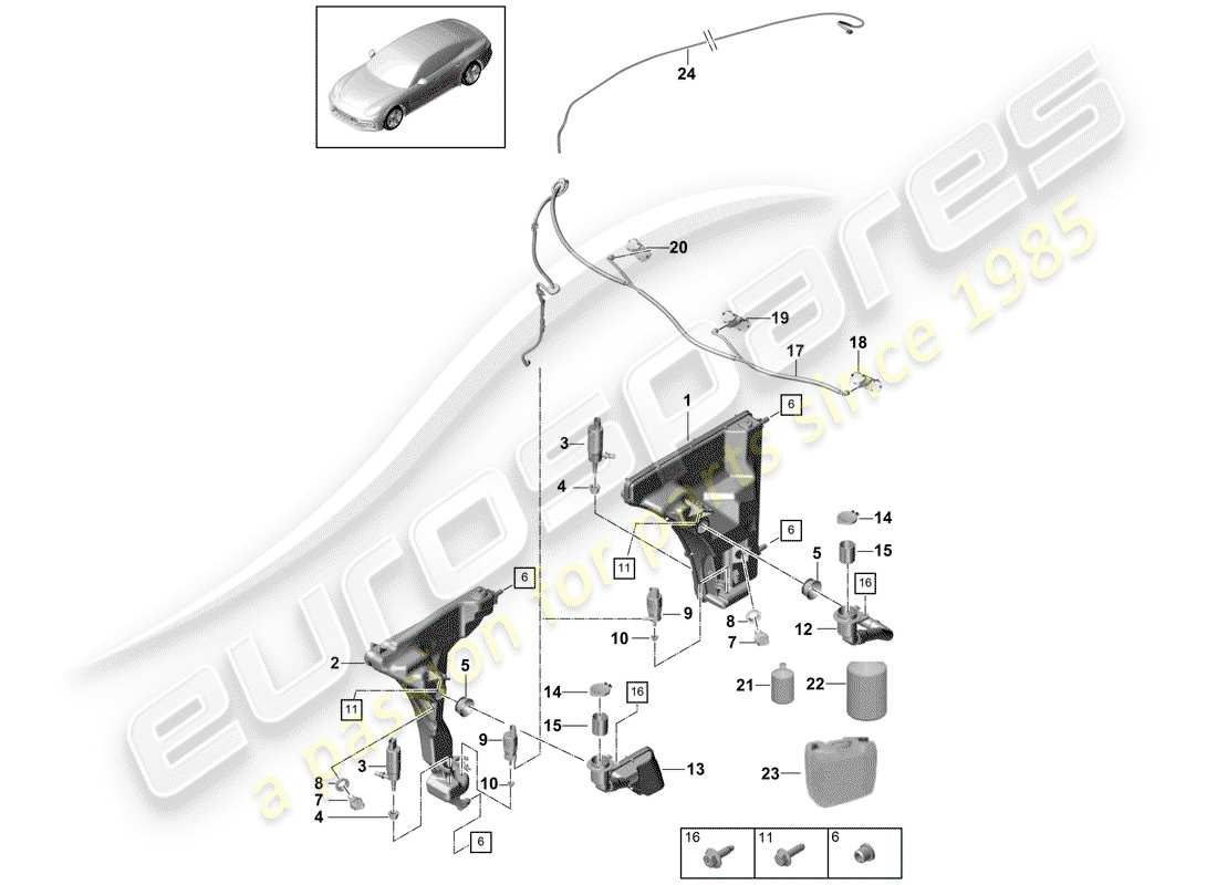 porsche panamera 971 (2018) windshield washer unit part diagram