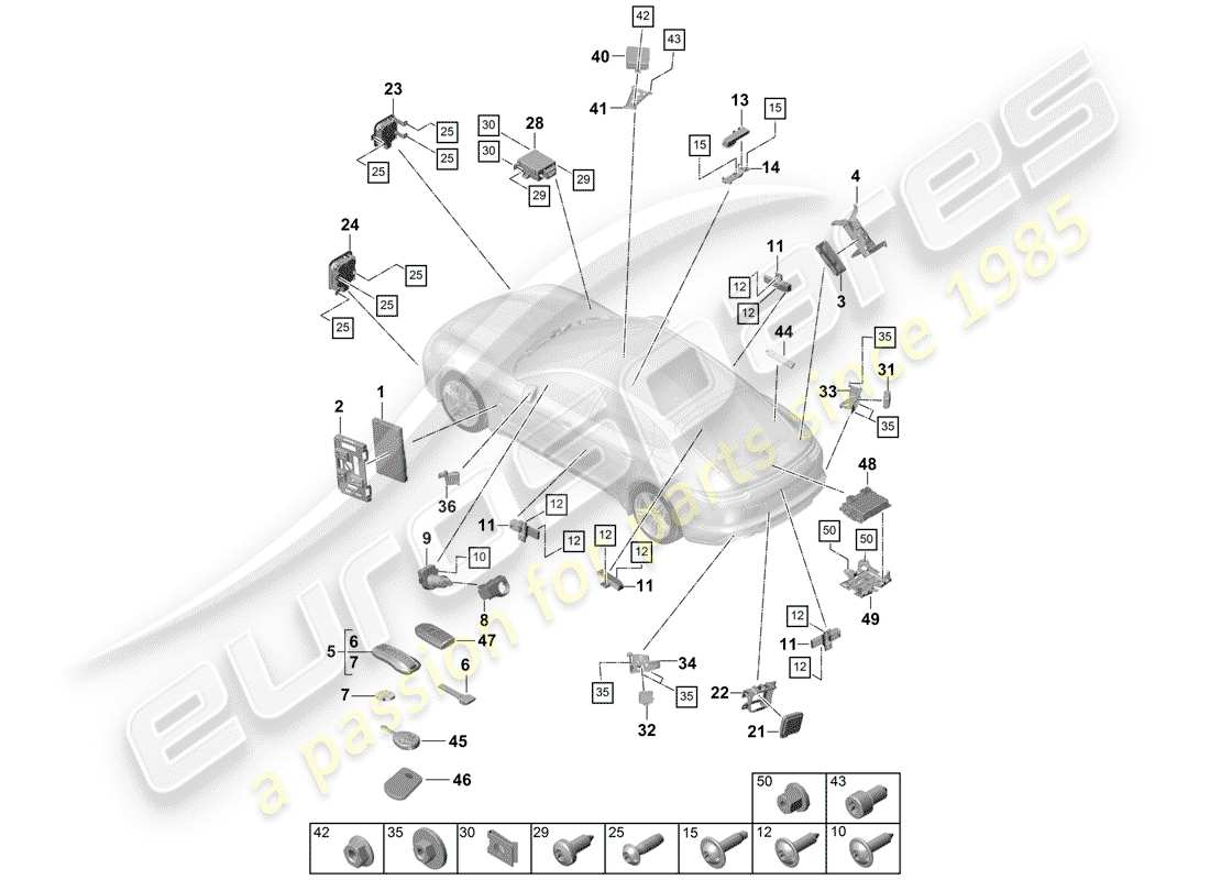 porsche panamera 971 (2018) control units parts diagram