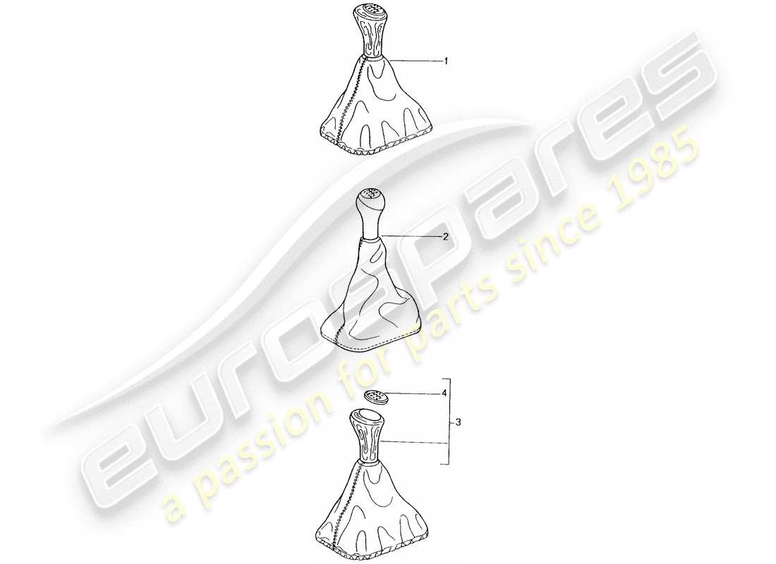 porsche 2010 (tequipment) gearshift knob parts diagram