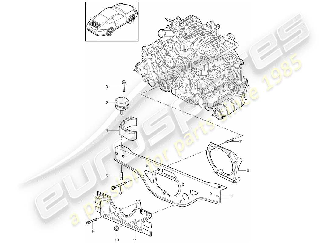 porsche 2011 (997-2) engine suspension parts diagram