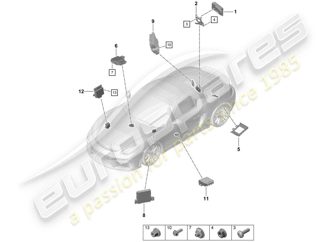 porsche 2019 (718 boxster spyder) control units part diagram