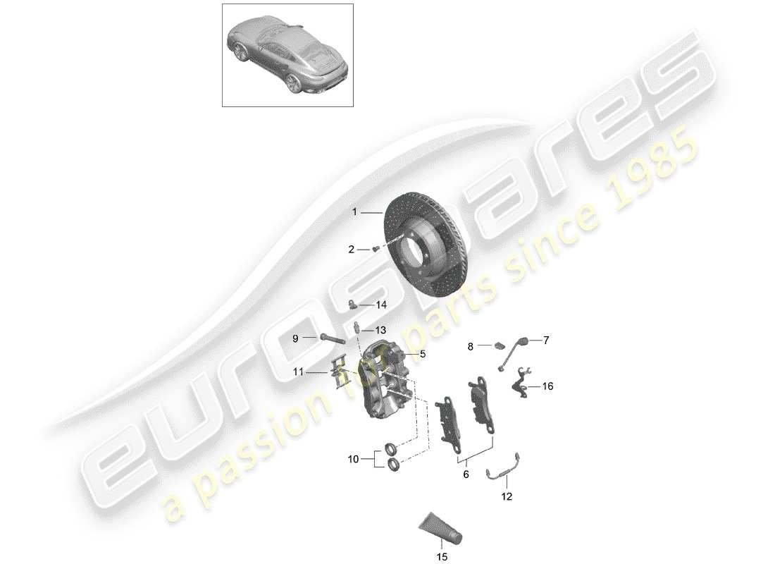 porsche 2019 (991-2 turbo) disc brakes part diagram