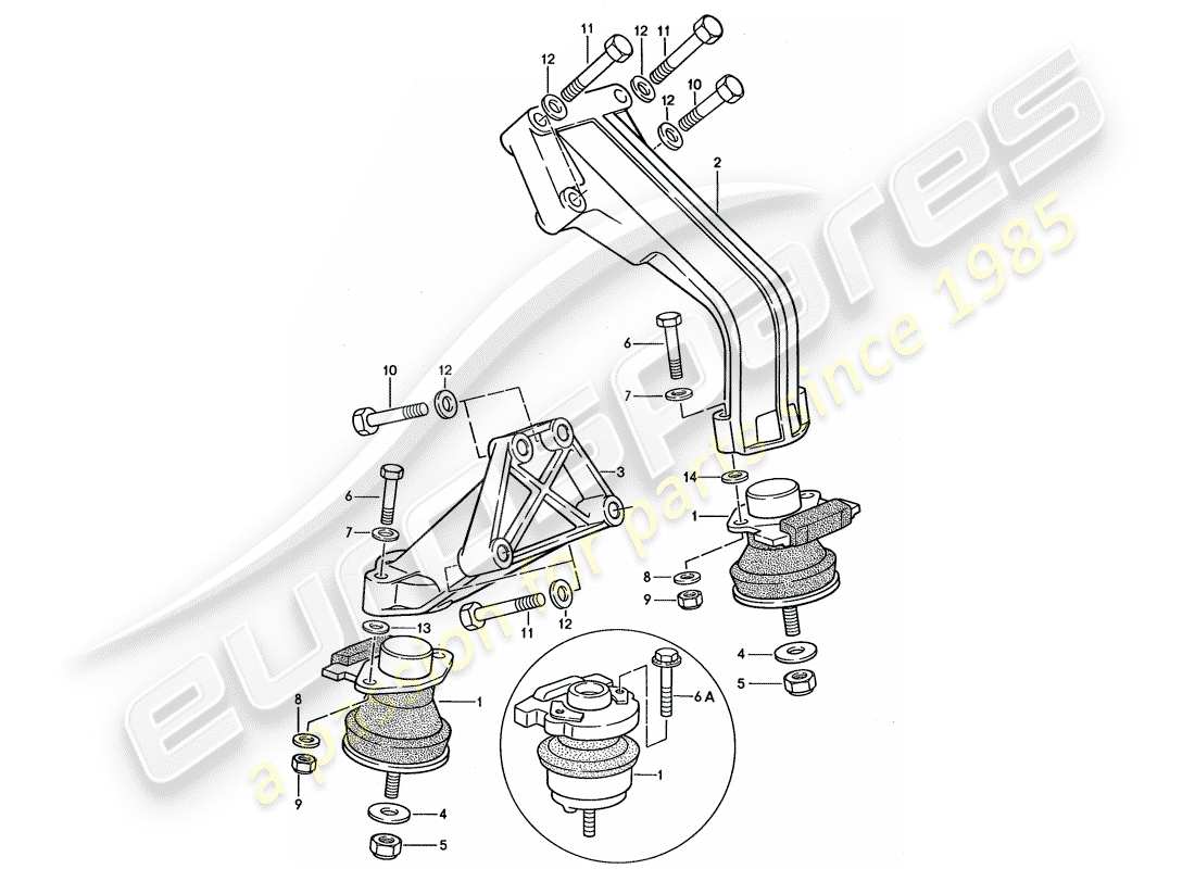 porsche 1990 (944) engine suspension part diagram