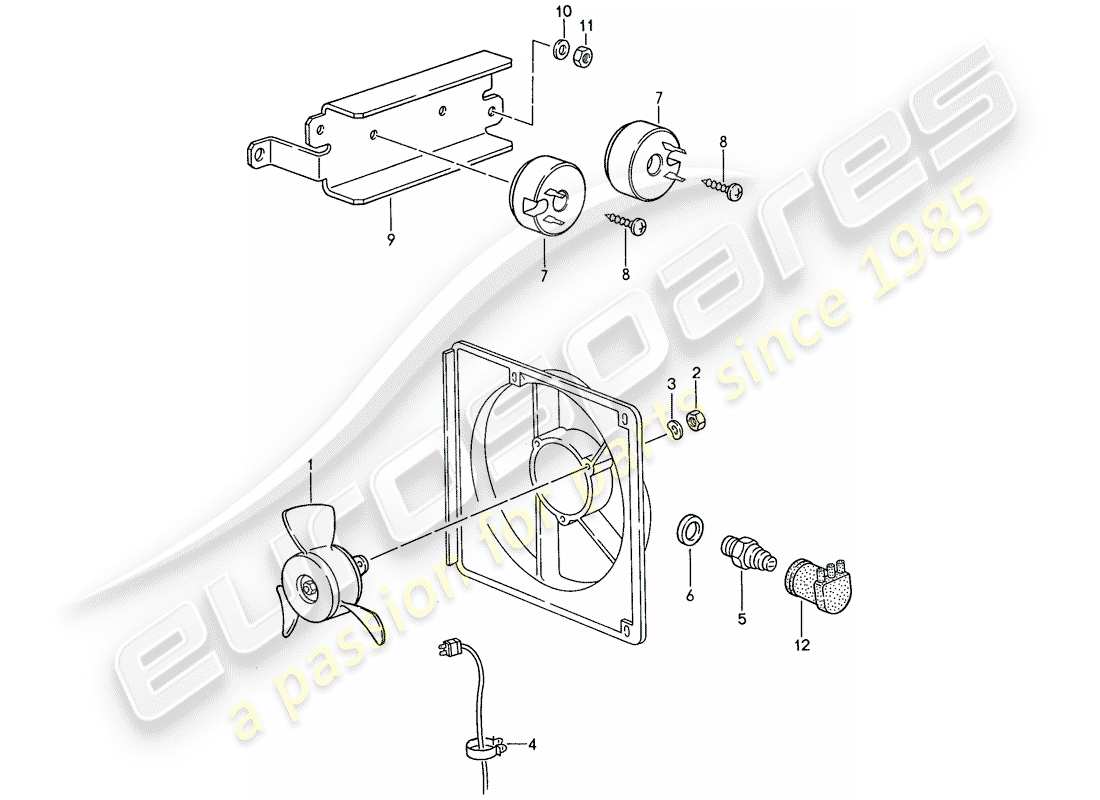 porsche 1990 (944) electric fan part diagram
