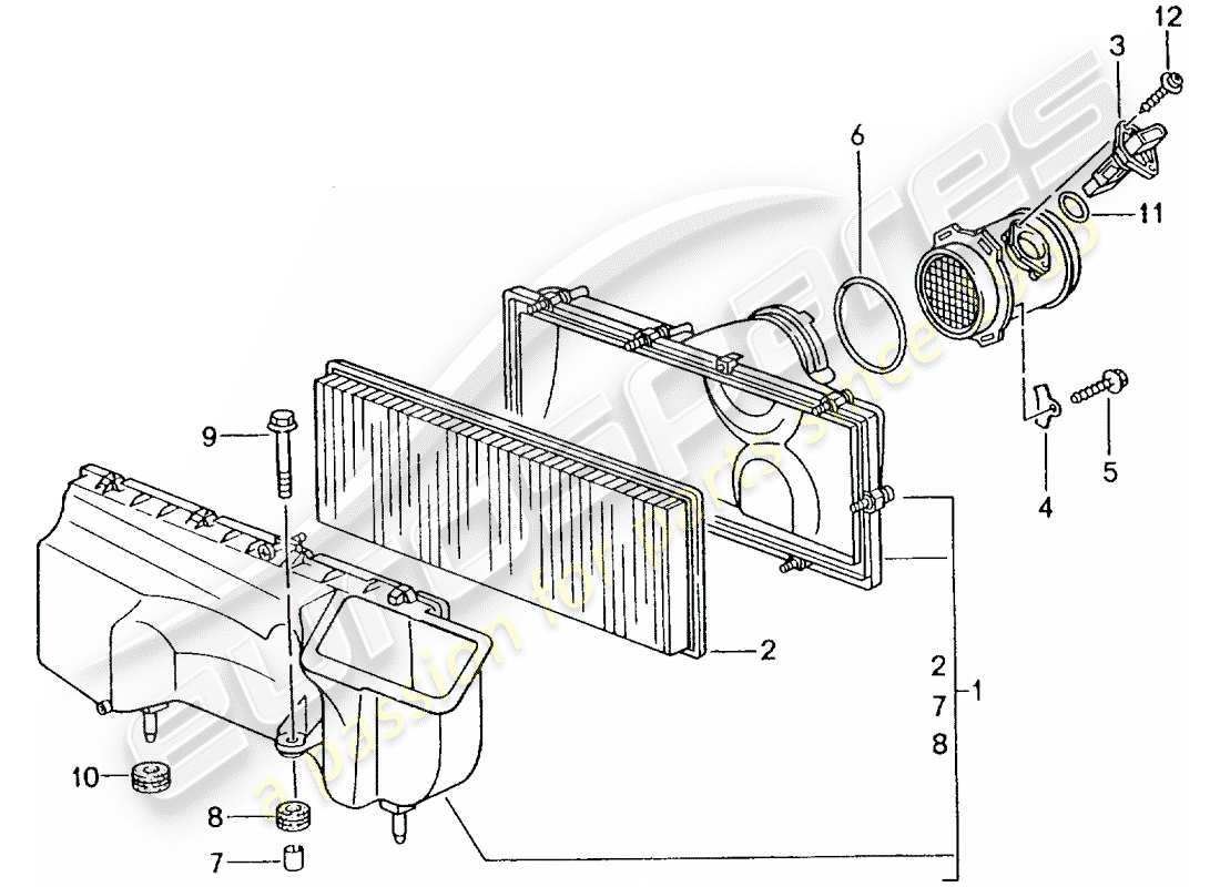 porsche 2002 (996 gt3) air cleaner part diagram