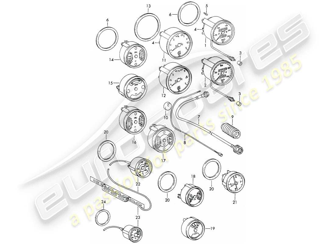 porsche 1966 (911/912) instruments part diagram