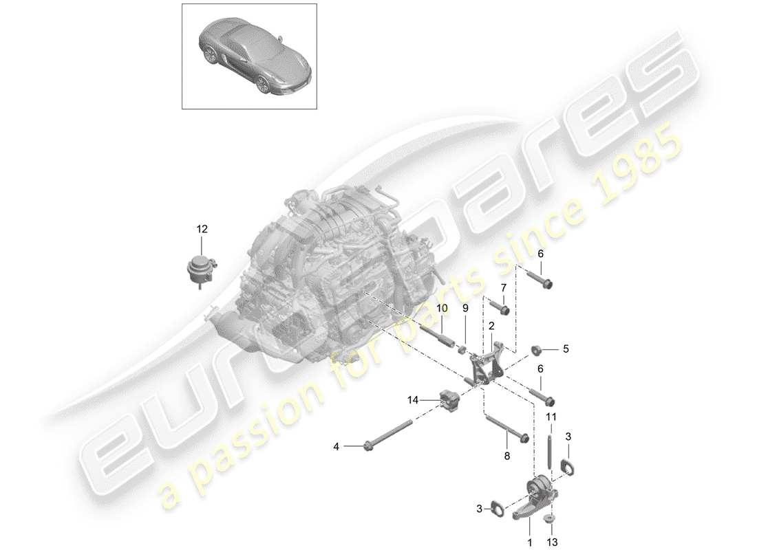 porsche 2012 (981 boxster) engine suspension part diagram
