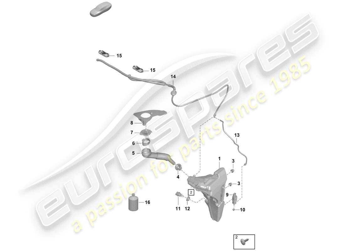 porsche 2019 (718 boxster spyder) windshield washer unit part diagram