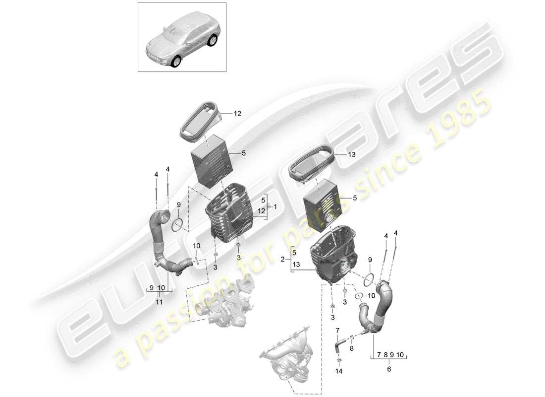 porsche 2016 (macan) air cleaner with connecting part diagram