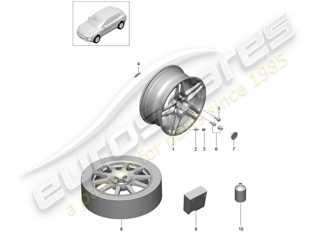 porsche 2016 (macan) wheels/tyres part diagram