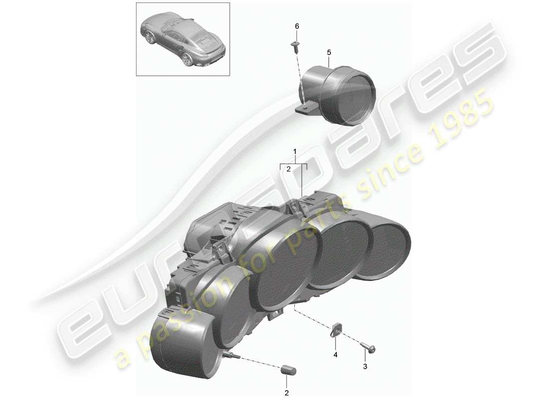 porsche 991 turbo (2014) instrument cluster part diagram