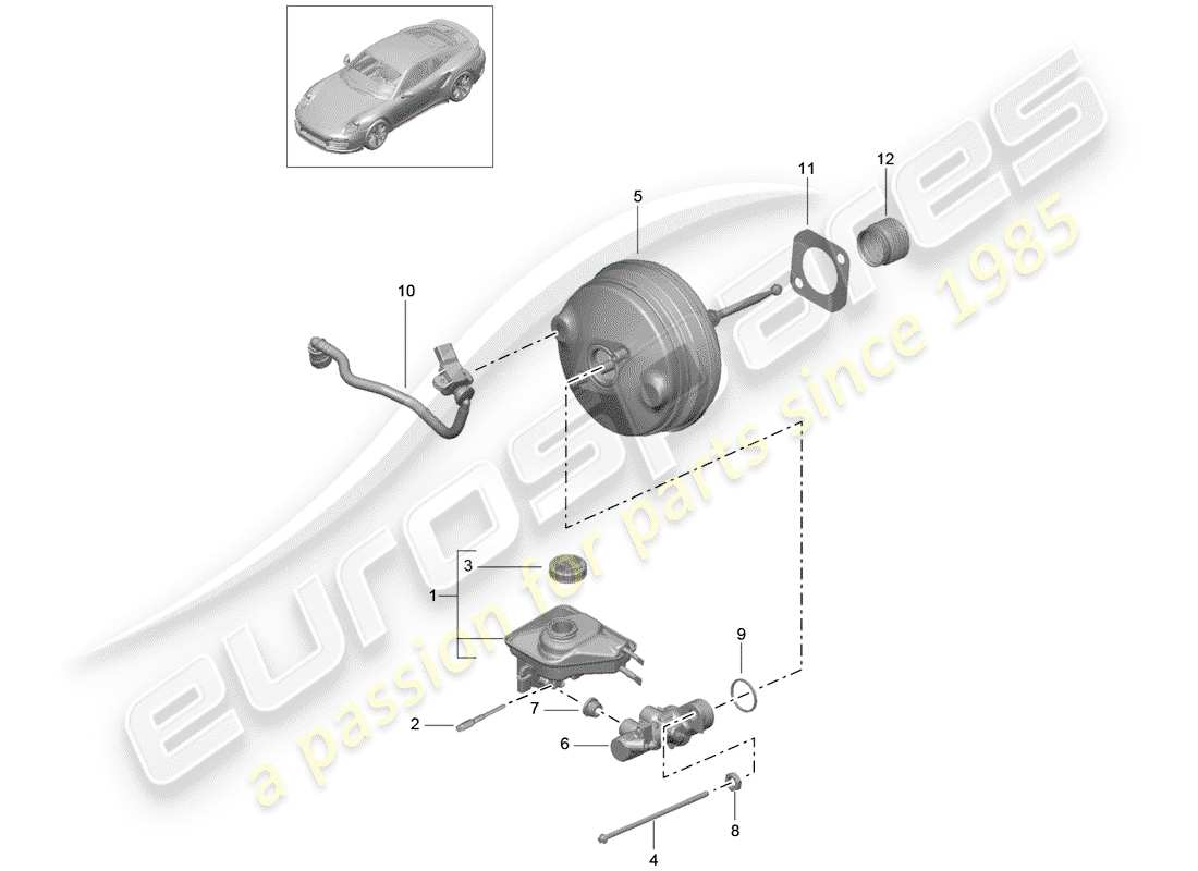 porsche 2019 (991-2 turbo) brake master cylinder part diagram
