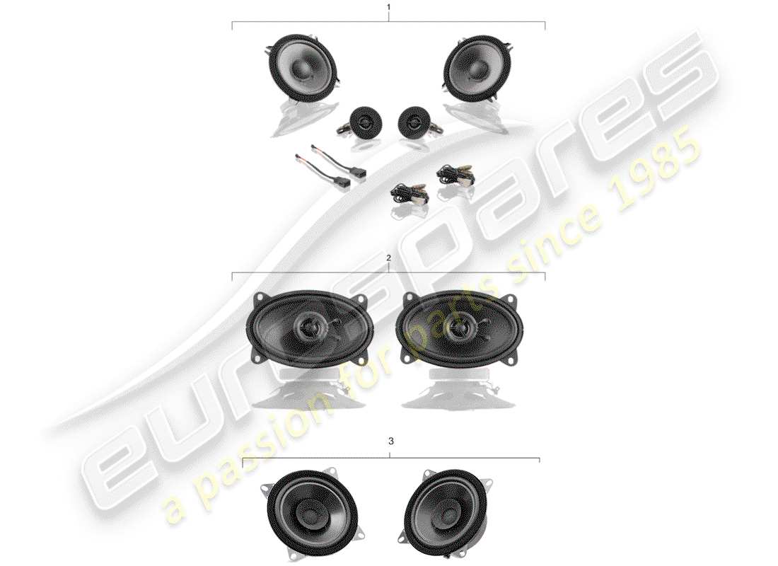 porsche 1990 (964) porsche classic - loudspeaker kit - sound system part diagram