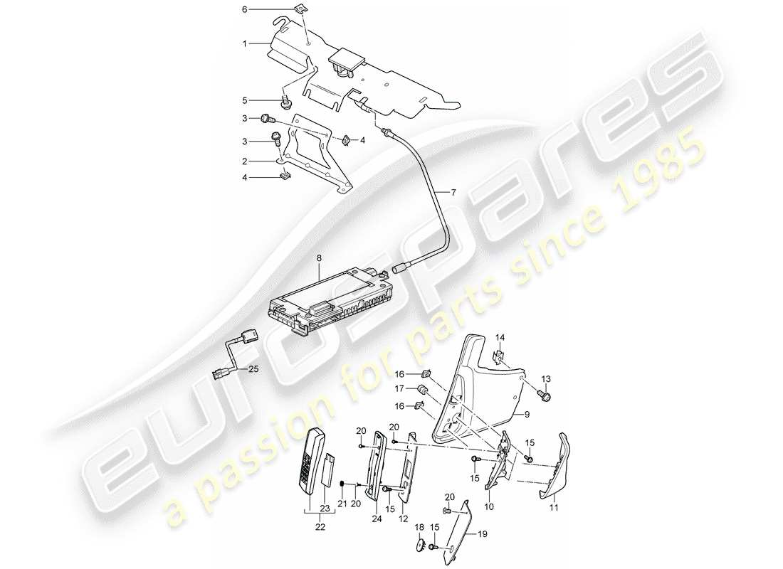 porsche 2008 (997-1 turbo / gt2) telephone parts diagram