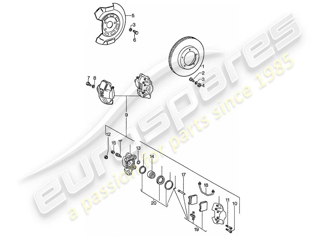 porsche 1977 (911) disc brakes - vorne part diagram