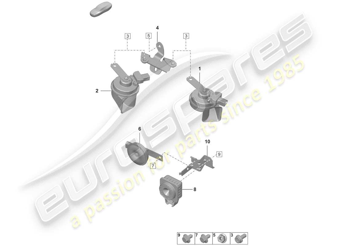 porsche 2020 (992-1) fanfare horn parts diagram