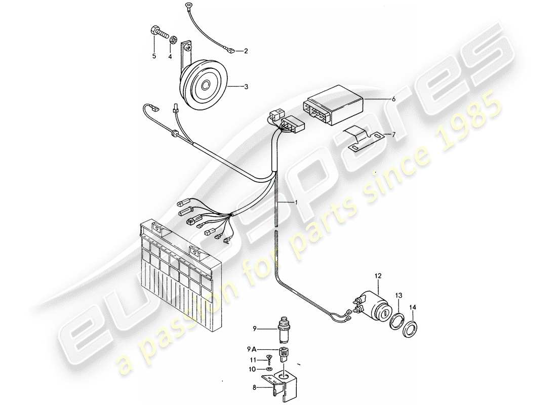 porsche 1986 (944) alarm system parts diagram