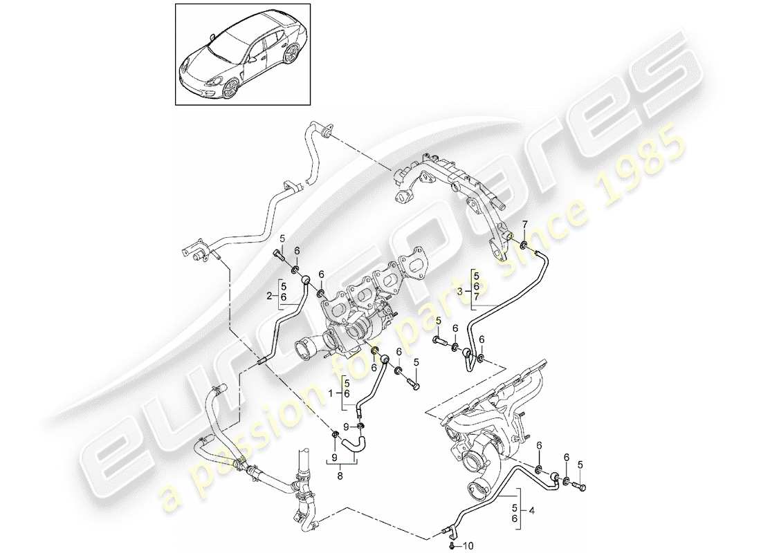 porsche 2011 (panamera 970) water tube part diagram