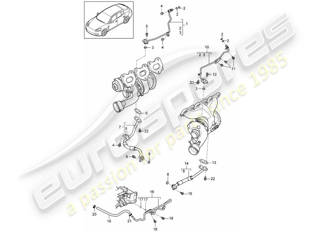 porsche 2016 (panamera 970) oil pipe part diagram