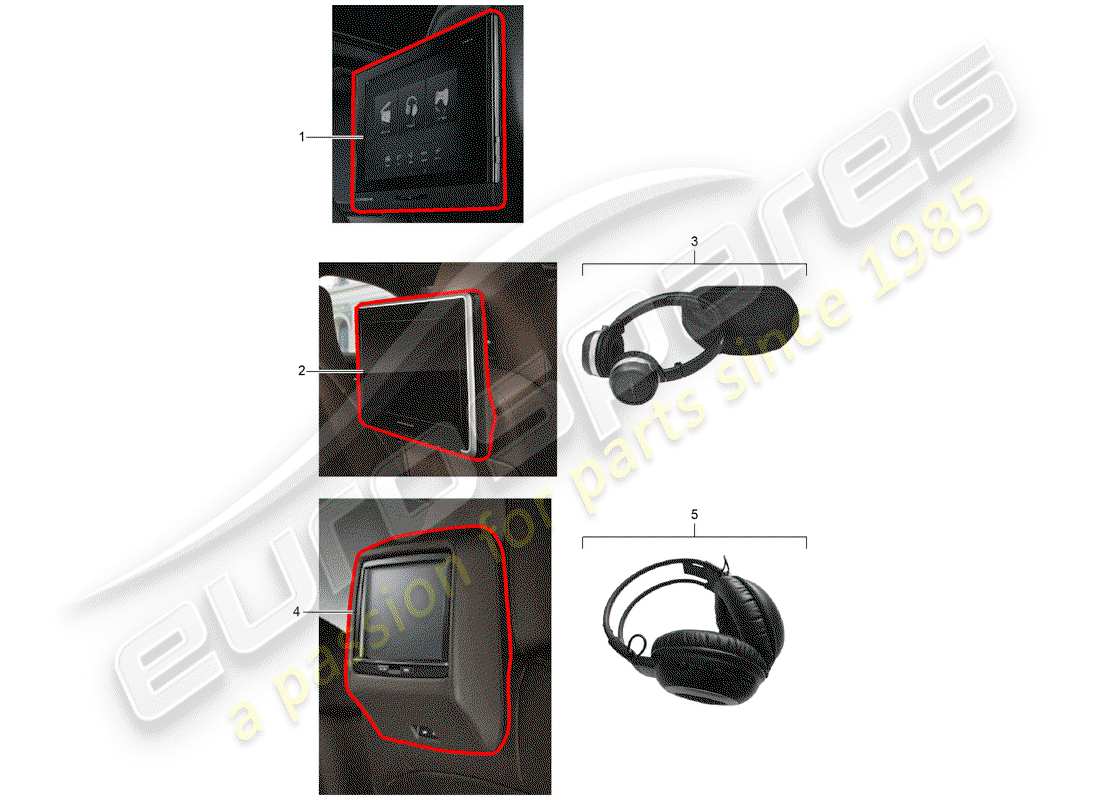 porsche 2006 (tequipment cayenne) rear seat entertainment system part diagram
