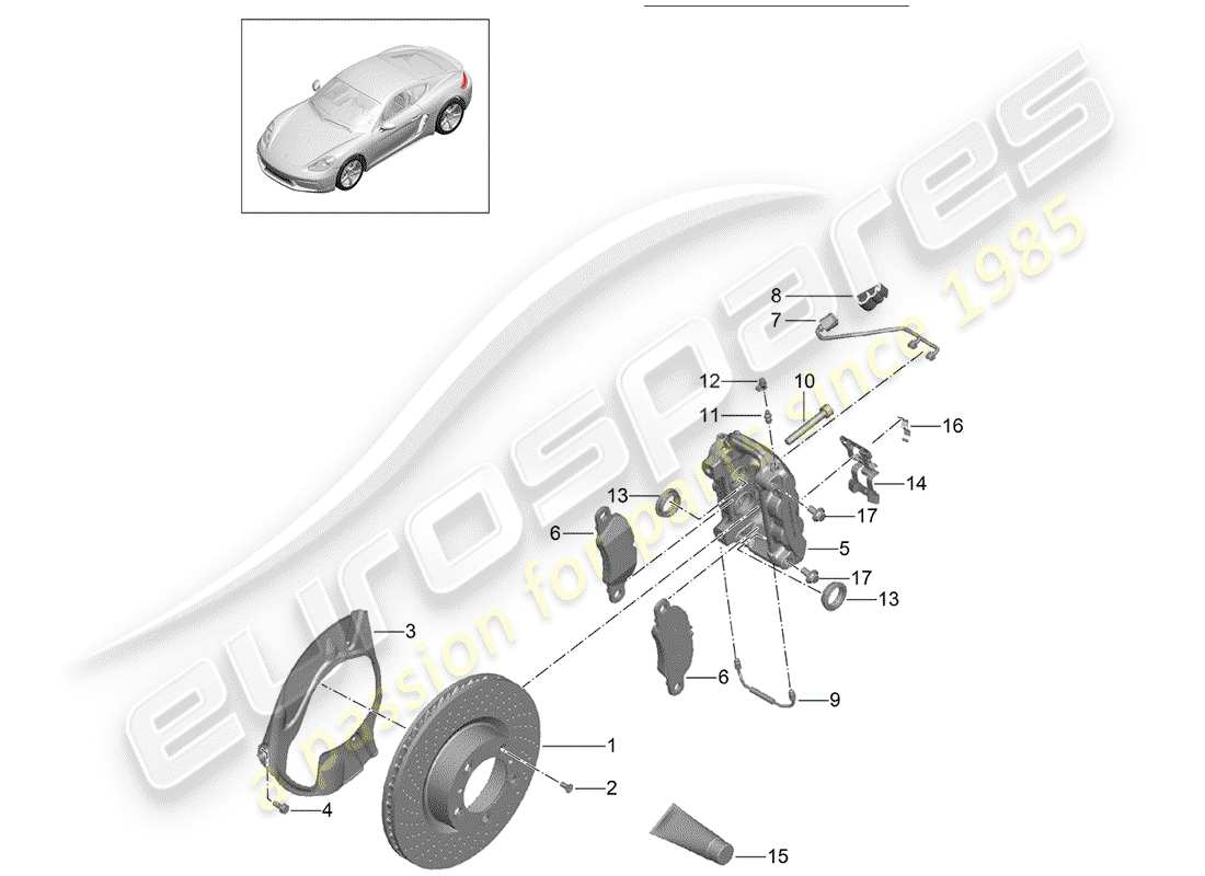 porsche 2020 (718 cayman) disc brakes part diagram
