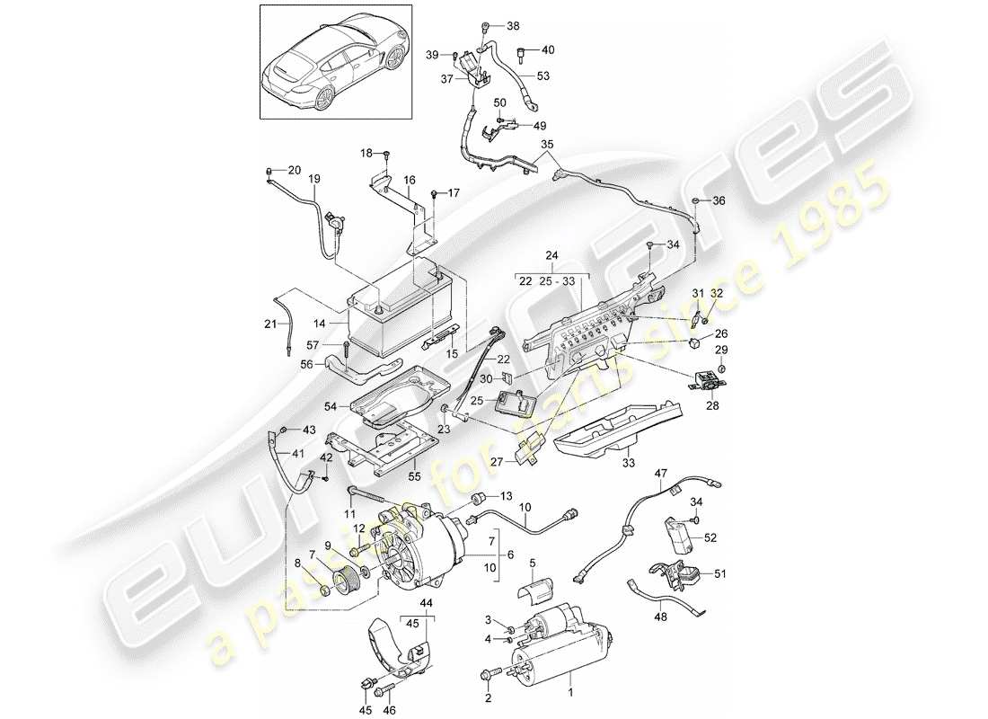 porsche 2010 (panamera 970) starter part diagram