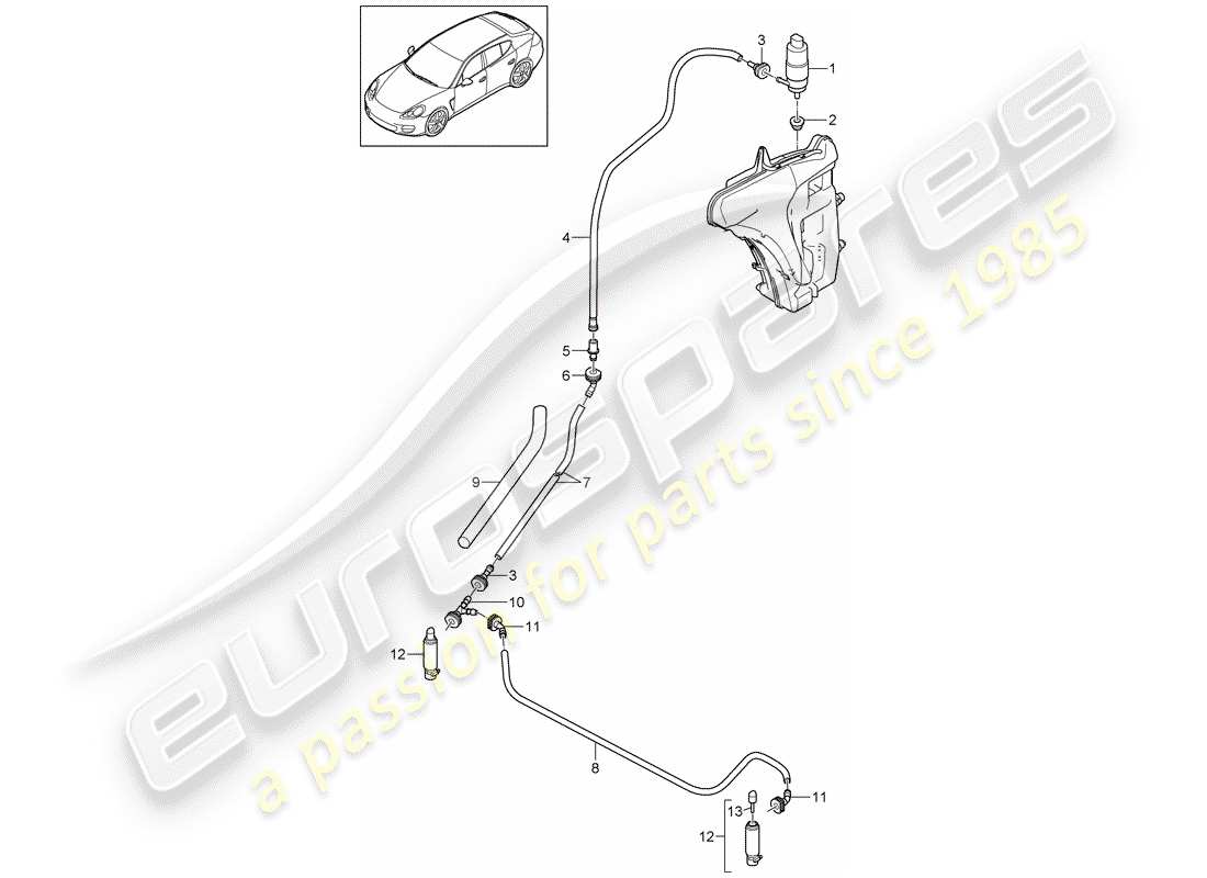 porsche 2015 (panamera 970) headlight washer system part diagram