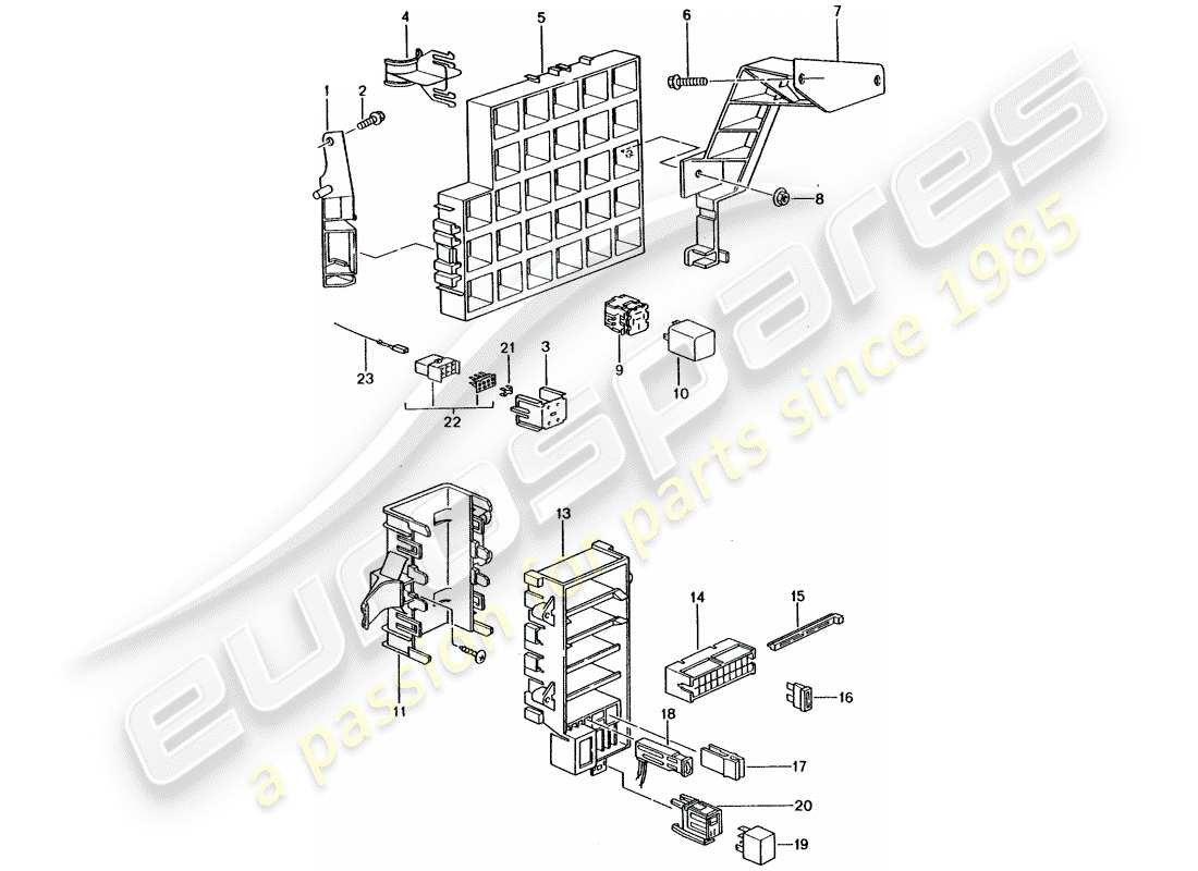 porsche 2003 (996 gt3) fuse box/relay plate - dashboard parts diagram