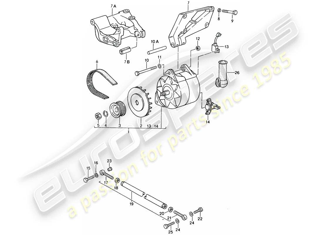 porsche 1995 (968) alternator - with: - fasteners parts diagram