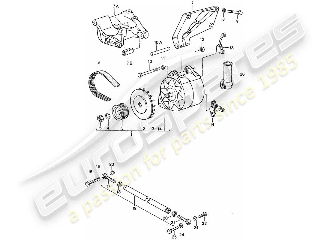 porsche 968 (1995) alternator - with: - fasteners part diagram