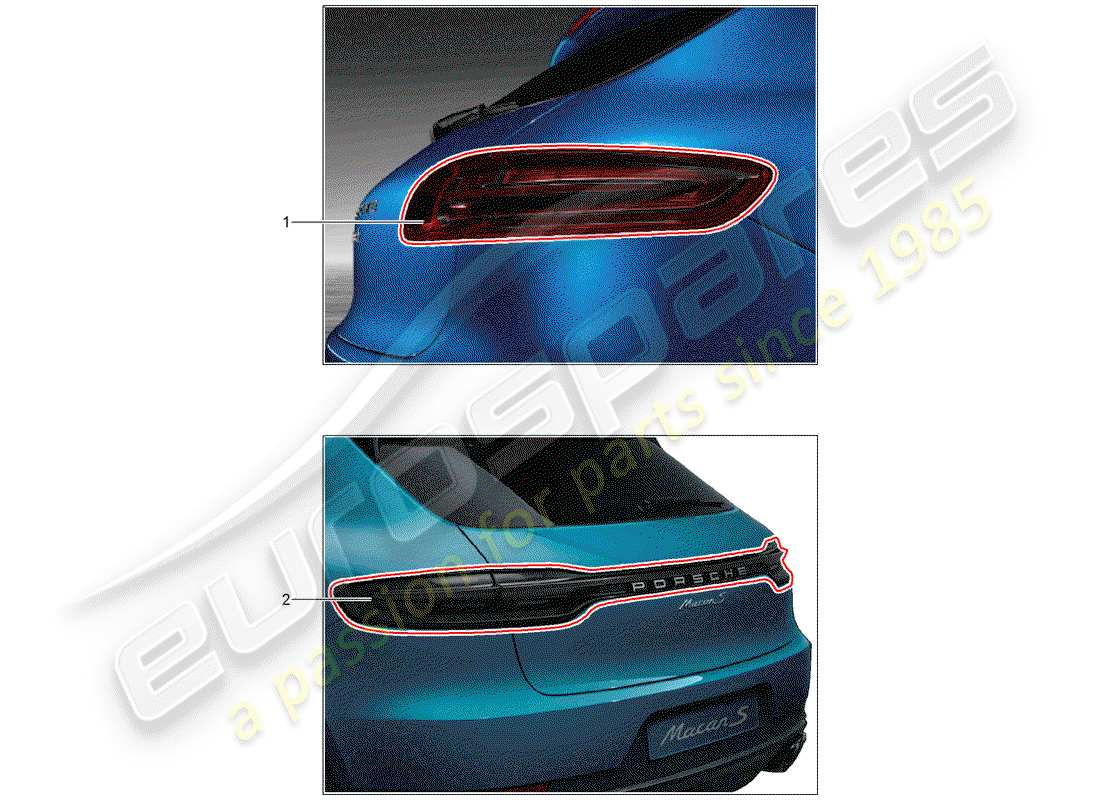 porsche 2019 (tequipment macan) rear light part diagram