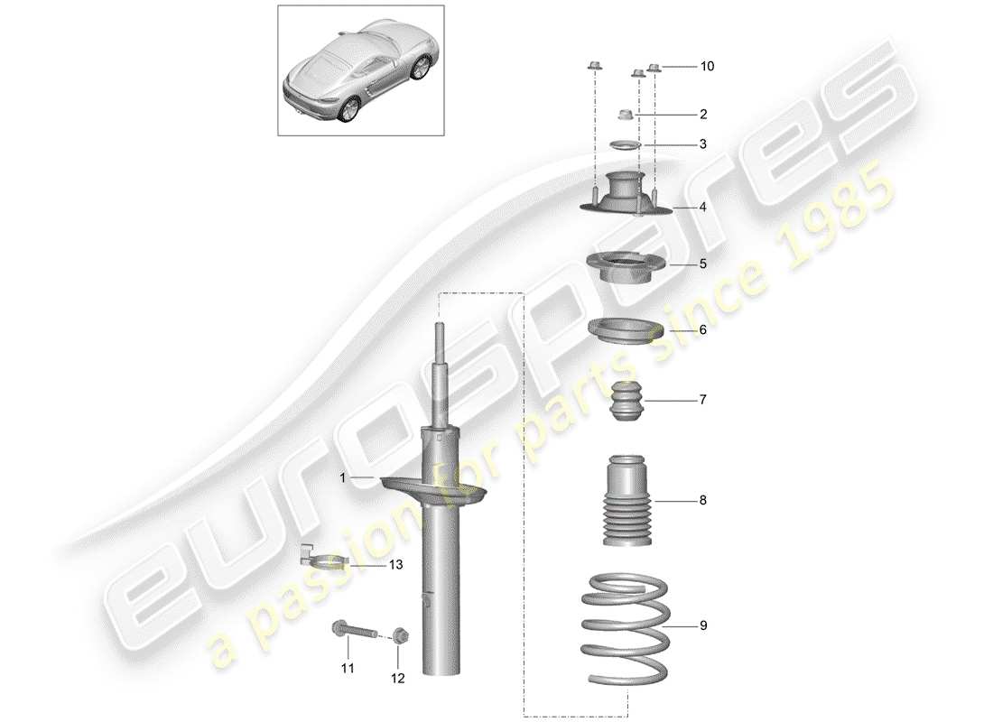 porsche 2019 (718 cayman) shock absorber part diagram