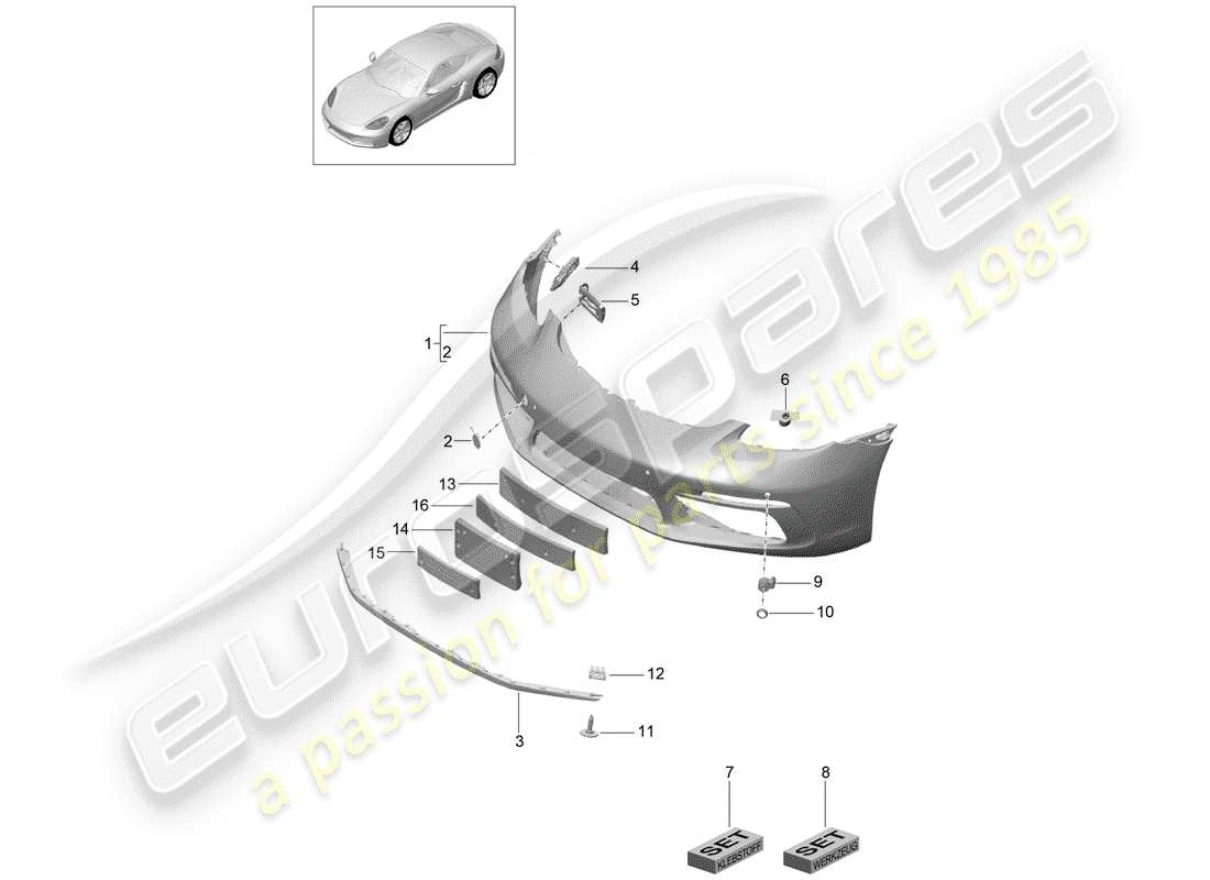 porsche 2020 (718 cayman) bumper part diagram