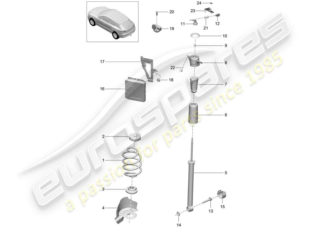 porsche 2014 (macan) steel spring suspension part diagram
