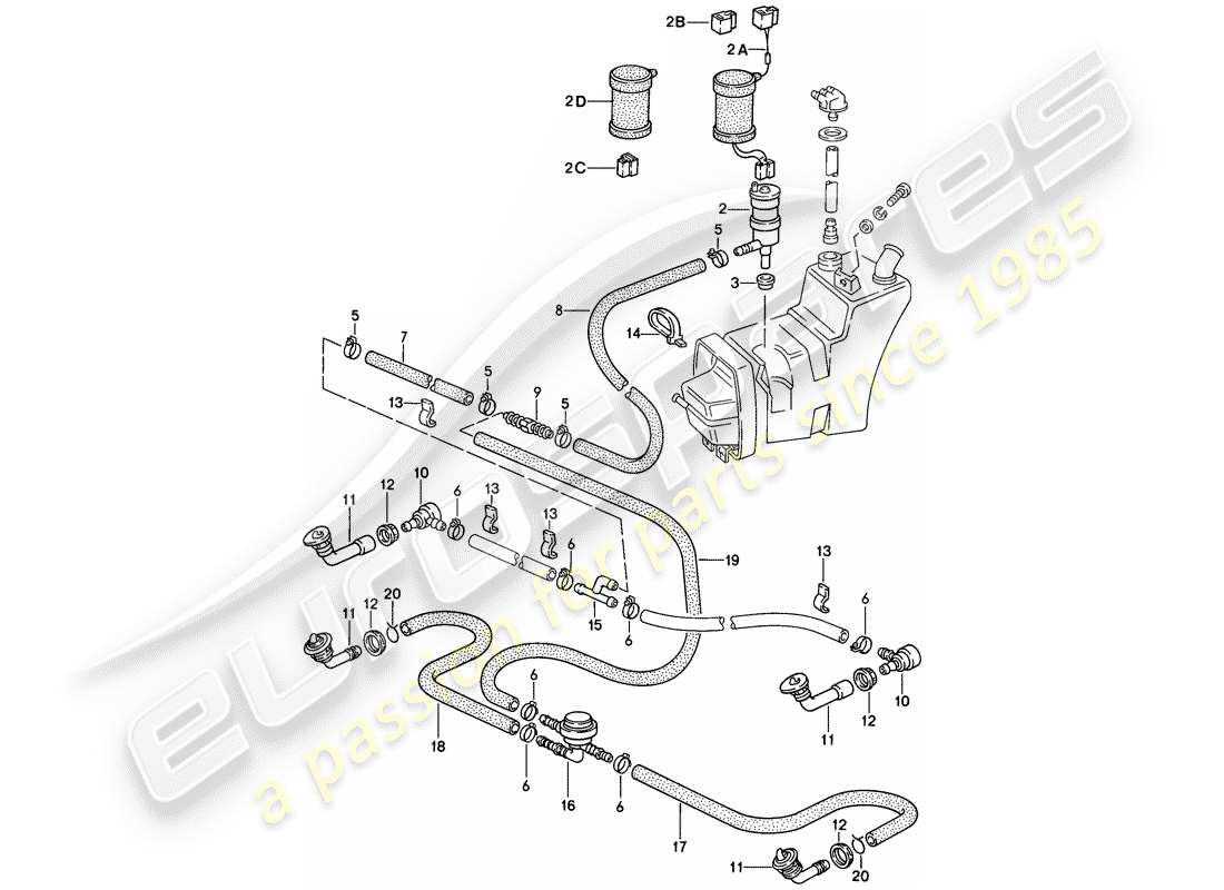 porsche 1984 (911) headlight washer system parts diagram