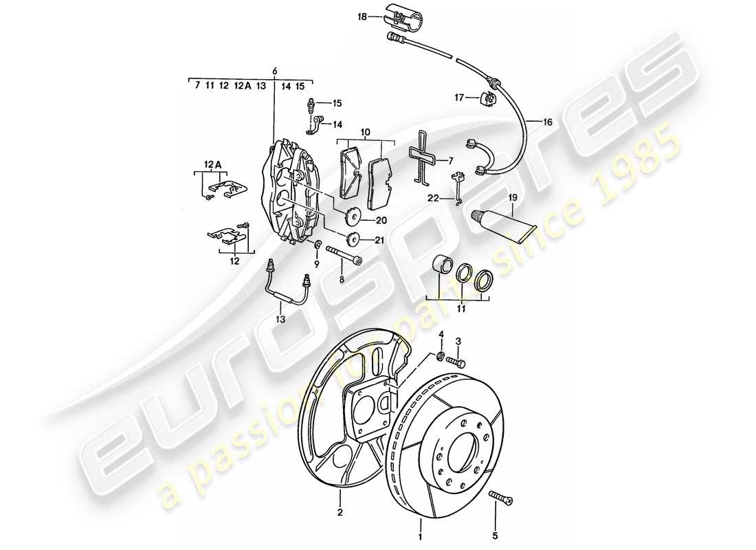 porsche 1987 (928) disc brakes - see technical information - gr.4 nr. 1/89 part diagram
