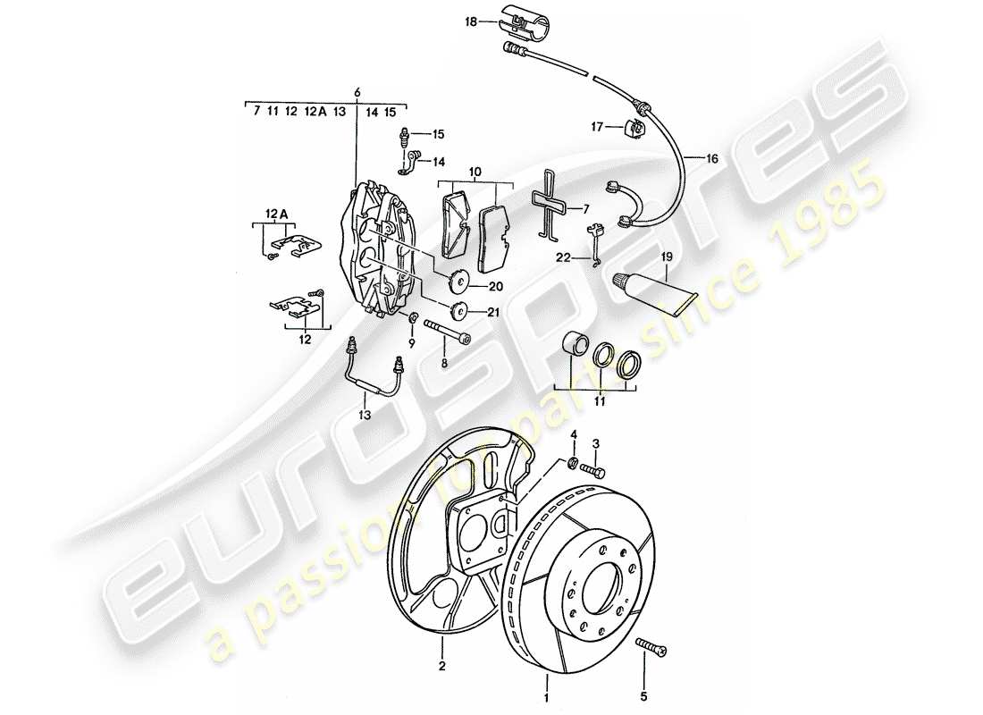 porsche 928 (1987) disc brakes - see technical information - gr.4 nr. 1/89 part diagram
