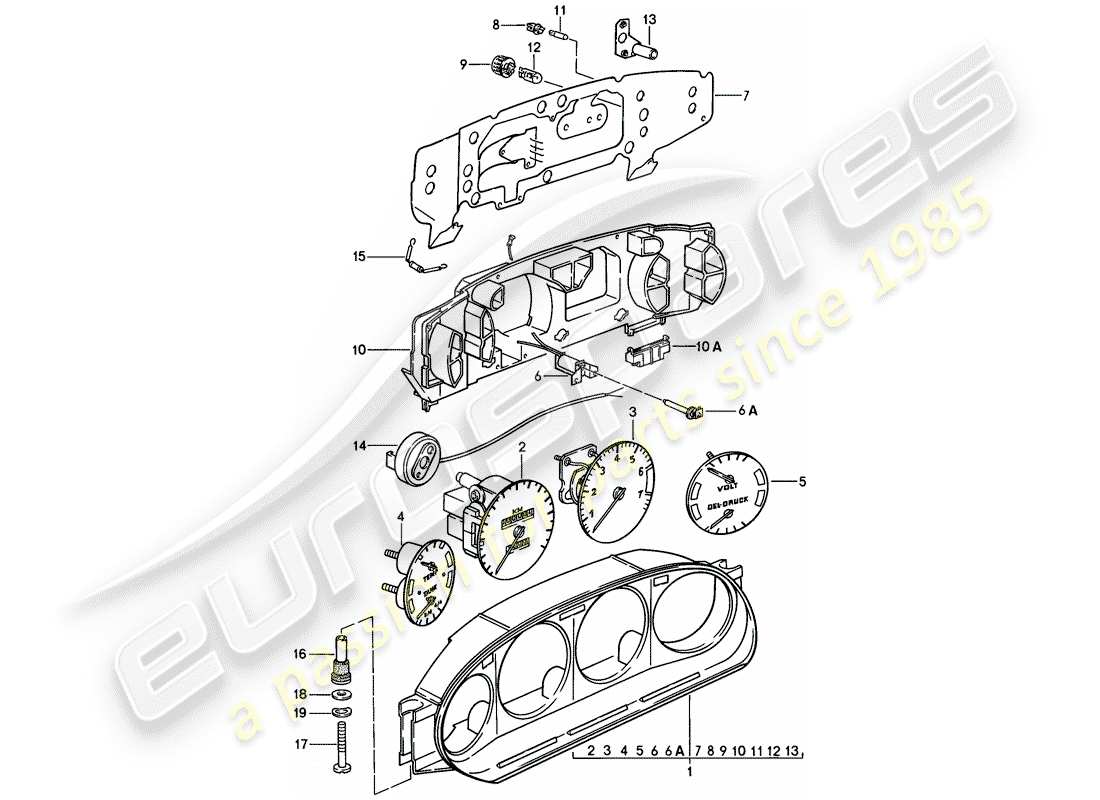 porsche 1980 (928) instrument cluster parts diagram