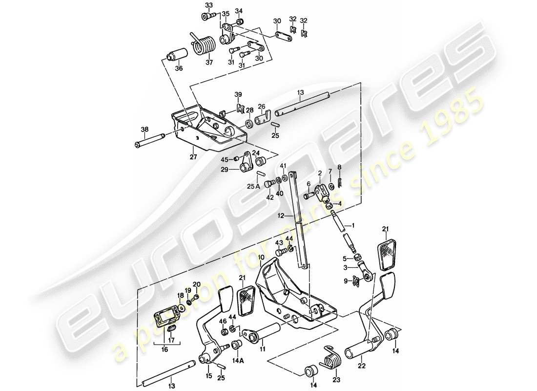 porsche 1987 (911) pedals part diagram